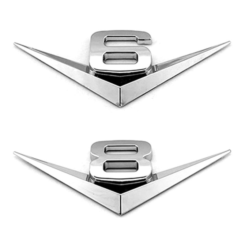 3D Metal Engine Capacity Car Emblems 2pcs Silver Universal Exterior Stickers - Image 2
