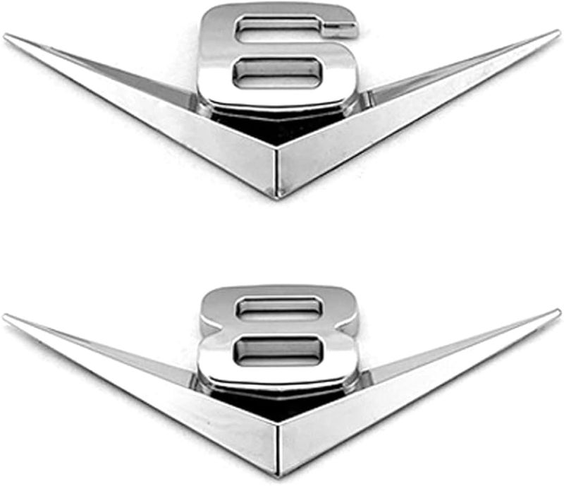 3D Metal Engine Capacity Car Emblems 2pcs Silver Universal Exterior Stickers - Image 1