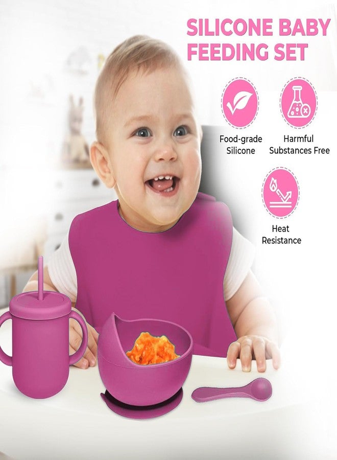 Royalkart 9 in 1 Silicone Baby Feeding Set | Dinnerware for Kids | BPA-Free, Microwave Safe | Suction Plate, Bowl, Spoon, Fork, Cup & Bib | Soft Tableware Kit for Babies & Toddlers,(Elephant Shape-Pink). - Image 5