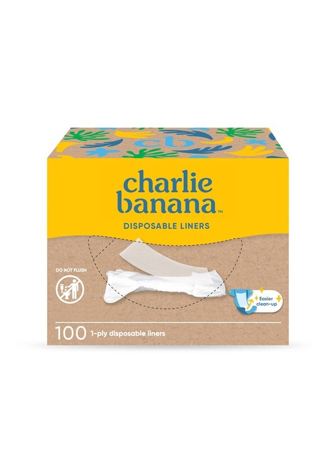 Charlie Banana تشارلي بانانا حفاضات قماشية قابلة للتصرف مع بطانات وحفاضات مبللة للأطفال، بدون عطر، عبوة 100 قطعة - Image 1