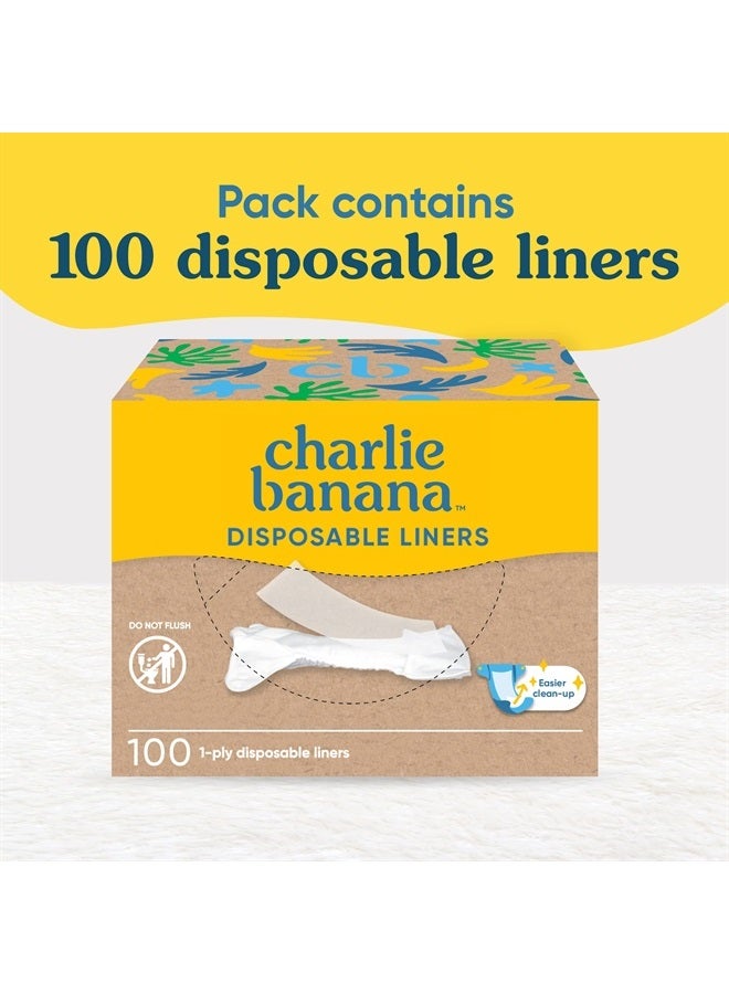 Charlie Banana تشارلي بانانا حفاضات قماشية قابلة للتصرف مع بطانات وحفاضات مبللة للأطفال، بدون عطر، عبوة 100 قطعة - Image 2