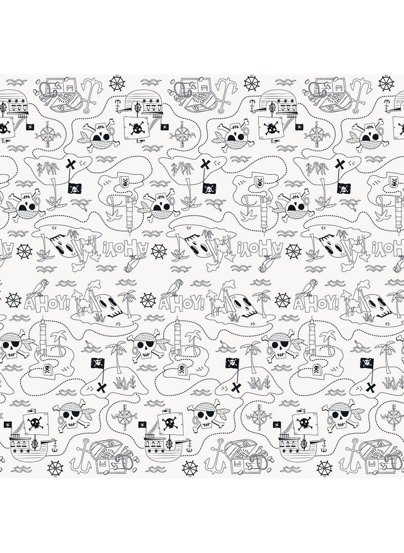 Unique Pirate Ahoy Paper Tablecloth Black White 137x213cm - Image 3
