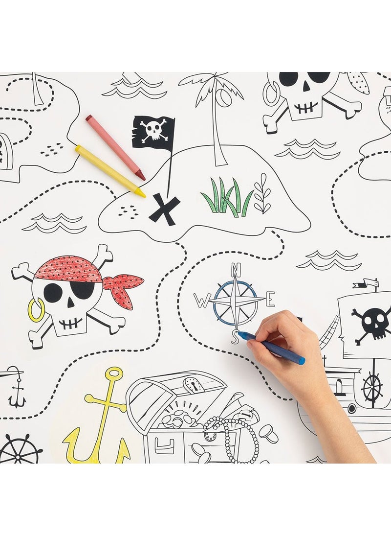 Unique Pirate Ahoy Paper Tablecloth Black White 137x213cm - Image 2