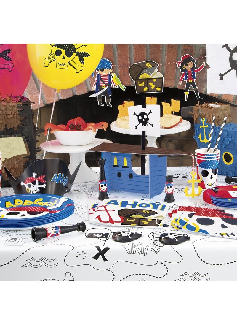 Unique Pirate Ahoy Paper Tablecloth Black White 137x213cm - Image 4