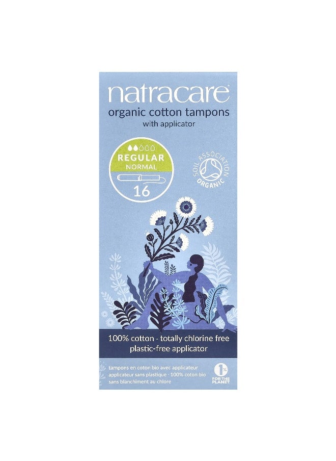 NATRACARE Natracare, Organic Cotton Tampons with Applicator, Regular, 16 Tampons  - Image 1