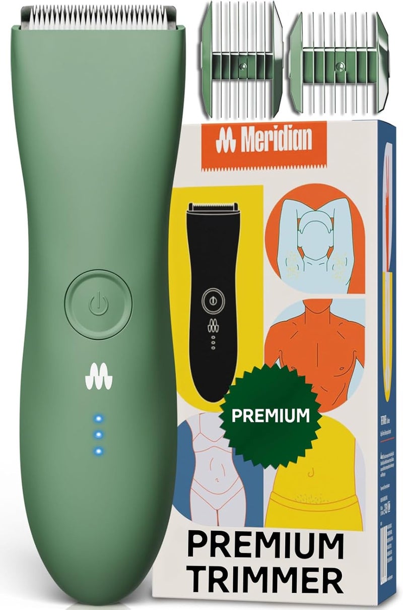 Meridian Premium Trimmer for Men and Women, USB C Charging, Travel Lock, 6 Colors Available (Sage Green) | Waterproof Hair Trimmer for Men & Women | Rechargeable Body Shaver with USB-C Charger | Sage - Image 1