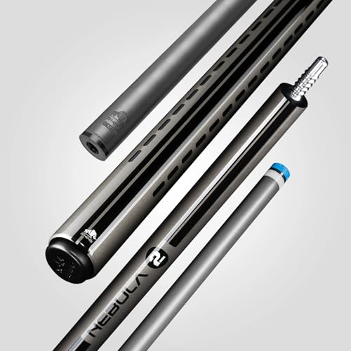 RHINO Nebula 2 Pool Cue Charcoal Gray Premium Carbon Fiber Shaft Composite Butt Time Crystal Tip 128mm Pro Taper Design 388 Joint Wrapless Low Deflection Pool Cue - Image 1