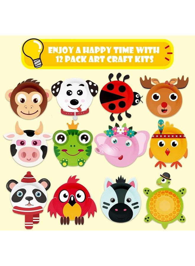 V-Opitos Arts And Crafts Kits For Kids 12 Pack Simple Animal Paper Plate Crafts For Toddler Age Of 2 3 4 5 Years Old Fun Preschool Classroom Activity Project For Boy & Girl - Image 3