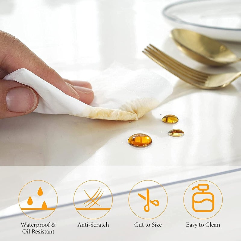 ELECDON Clear Plastic Tablecloth Protector 100% Waterproof Rectangle Heavy Duty Vinyl Table Cover Oil Proof Wipeable, Clear Desk Cover Protector for Use Dining Table, Parties Camping (54x86 Inch) - Image 4