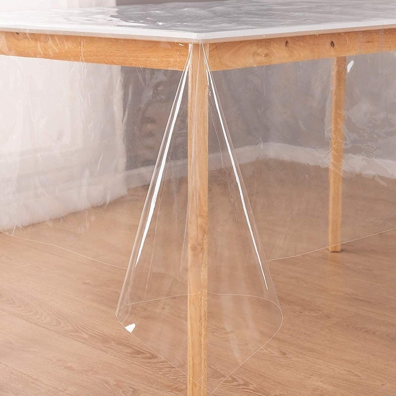 ELECDON Clear Plastic Tablecloth Protector 100% Waterproof Rectangle Heavy Duty Vinyl Table Cover Oil Proof Wipeable, Clear Desk Cover Protector for Use Dining Table, Parties Camping (54x86 Inch) - Image 1