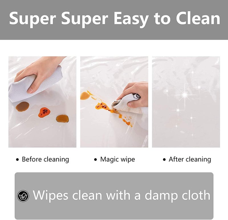 ELECDON Clear Plastic Tablecloth Protector 100% Waterproof Rectangle Heavy Duty Vinyl Table Cover Oil Proof Wipeable, Clear Desk Cover Protector for Use Dining Table, Parties Camping (54x86 Inch) - Image 2