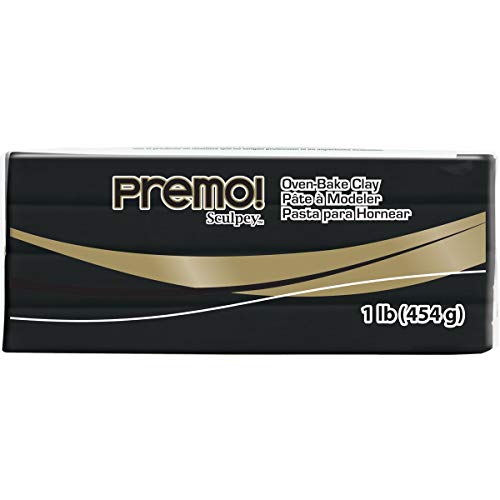 Sculpey Sculpey Premo Polymer OvenBake Clay Black Non Toxic 1 lb bar Great for jewelry making holiday DIY mixed media and home dcor projects Premium clay perfect for clayers and artists 