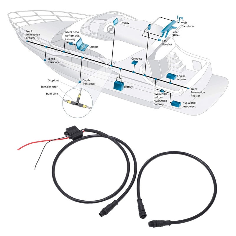 مجموعة بدء تشغيل البحرية NMEA 2000 مع كابل طاقة 1 متر، موصل ذكر، موصل أنثى، منهي، موصل T - Image 4