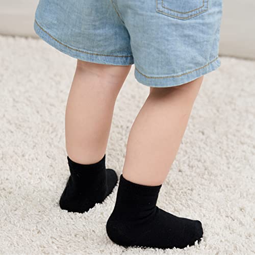 ZAPLES Baby Non Slip Grip Crew Socks with Anti Skid Soles for Infants Toddlers Kids Boys Girls, Black, 12-36 Months - Image 4