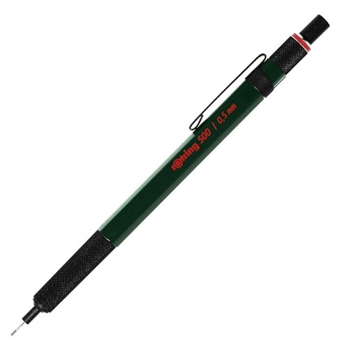 rOtring 500 Mechanical Pencil 05mm HB Lead Green hexagonal plastic barrel and nonslip textured metal grip - Image 1