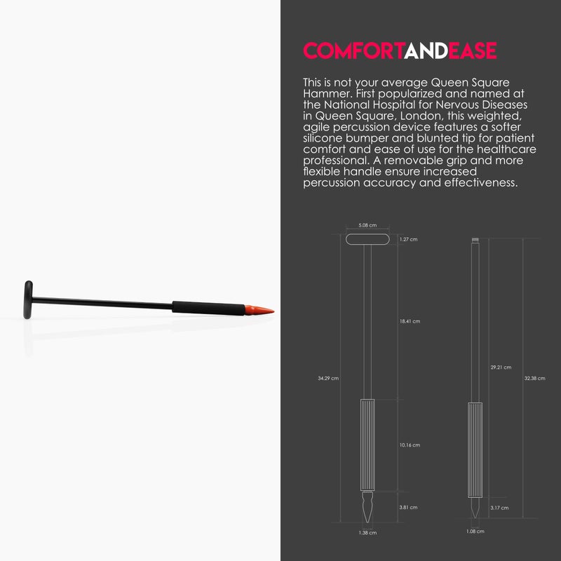 MDF Instruments مطرقة ردود الفعل العصبية من MDF، كوين سكوير مع طرف مدبب للاستجابات السطحية - قطع مجانية مدى الحياة وضمان مدى الحياة - أسود (MDF545-11) - Image 3