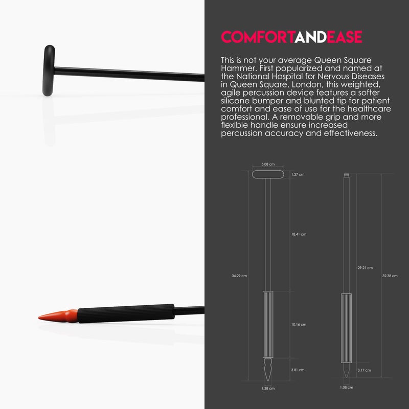 MDF Instruments مطرقة ردود الفعل العصبية من MDF، كوين سكوير مع طرف مدبب للاستجابات السطحية - قطع مجانية مدى الحياة وضمان مدى الحياة - أسود (MDF545-11) - Image 4