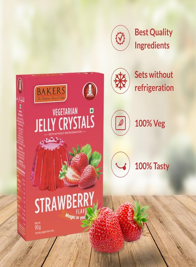BAKERS Jelly Crystals | Strawberry Flavour | 100% Vegetarian | Berrylicious & Exotic Taste | Authentic Flavors | Tasty Instant Dessert Premix | Long Shelf-life | Pack of 3 (90 gm x 3) - Image 4