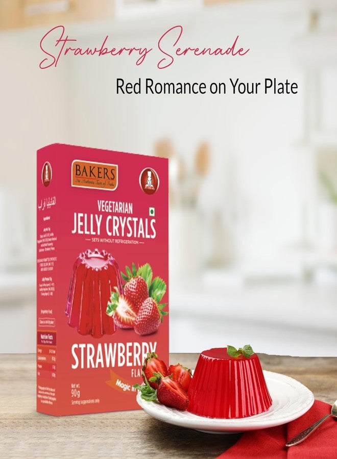 BAKERS Jelly Crystals | Strawberry Flavour | 100% Vegetarian | Berrylicious & Exotic Taste | Authentic Flavors | Tasty Instant Dessert Premix | Long Shelf-life | Pack of 3 (90 gm x 3) - Image 5