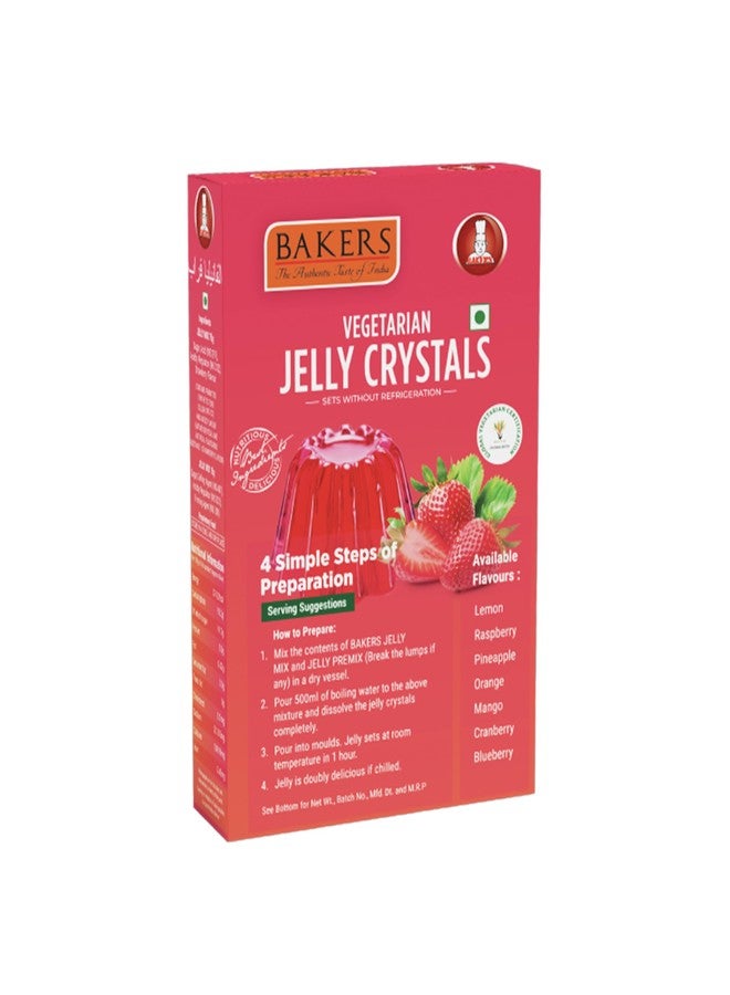 BAKERS Jelly Crystals | Strawberry Flavour | 100% Vegetarian | Berrylicious & Exotic Taste | Authentic Flavors | Tasty Instant Dessert Premix | Long Shelf-life | Pack of 3 (90 gm x 3) - Image 2