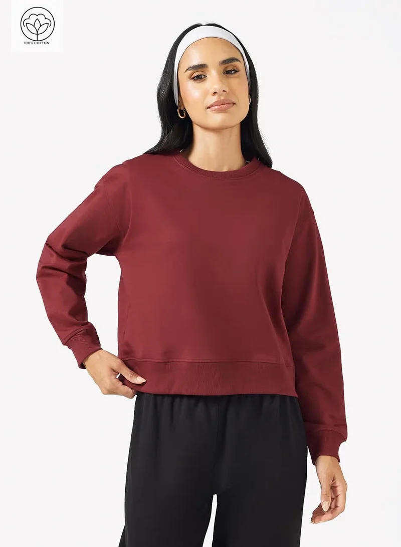 Ginger Basics Cotton Oversize Crew Neck Essential Sweatshirt