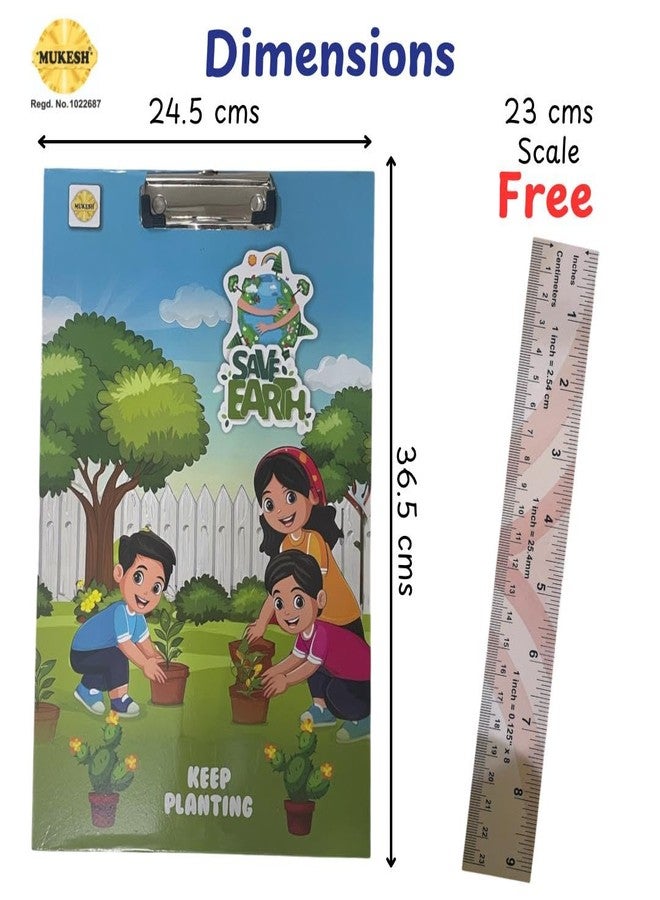 *MUKESH* MUKESH Wooden Exam Board for Students (Free Scale) | Size- 36.5 x 24.5 cms (Nature Theme) | Clipboard | Exam Board| Writing Pad for Exams | Clip Pad | Exam Pad for Students, Boys, Girls, Kids | - Image 2