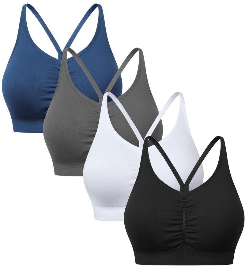 GXXGE Y Back Sports Bras for Women High Impact Spaghetti Thin Strap Fitness Gym Activewear Workout Yoga Bra Black Grey Navy White 3X-Large - Image 1