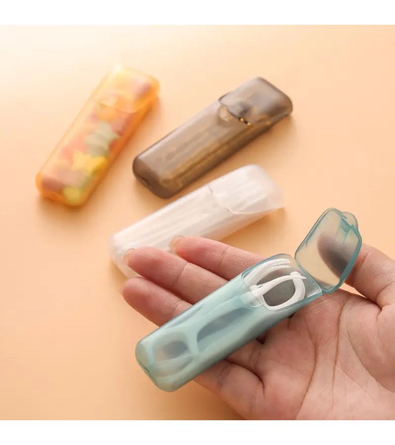 Mini Dental Flosser Box 5 Pieces Random Colors Portable Capsule Shape Container For Flossing Sticks Toothpicks Medication Storage Travel Office Oral Care Bathroom Organization - Image 2