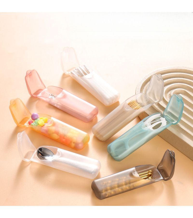 Mini Dental Flosser Box 5 Pieces Random Colors Portable Capsule Shape Container For Flossing Sticks Toothpicks Medication Storage Travel Office Oral Care Bathroom Organization - Image 4