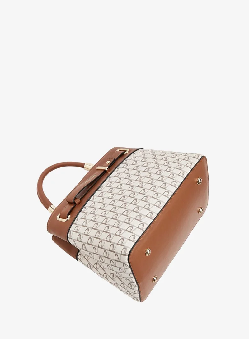Paprika  Women Monogram Print Tote Bag with Detachable Strap and Zip Closure for Women | Best Price UAE