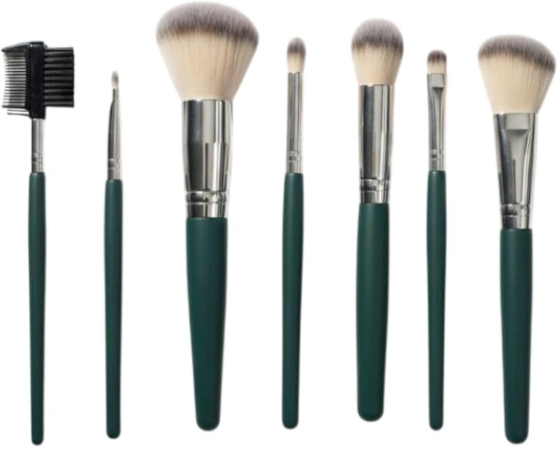 مجموعة أدوات تجميل نسائية كاملة مكونة من 7 قطع من فرش المكياج السيراميكية ذات الشعيرات الناعمة - لون أخضر