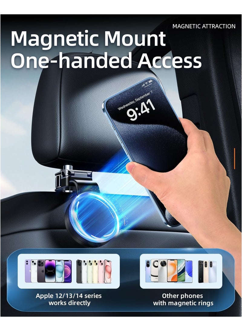 SOLARAE Headrest Hook for Car Seat Back, with Magnetic Phone Holder, Multifunctional Car Seat Hooks for Purses And Bags Handbag Grocery Bag, Purse Hanger Car Organizers And Storage Accessories for Women - Image 3