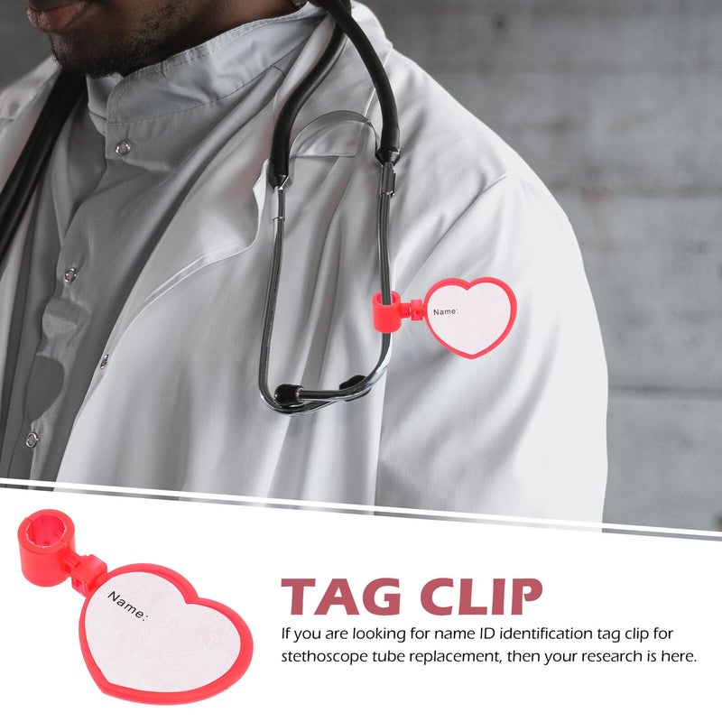 8 Pcs Reusable Red Heart Stethoscope Name Tags With Clip For Nurses Doctors - Image 4