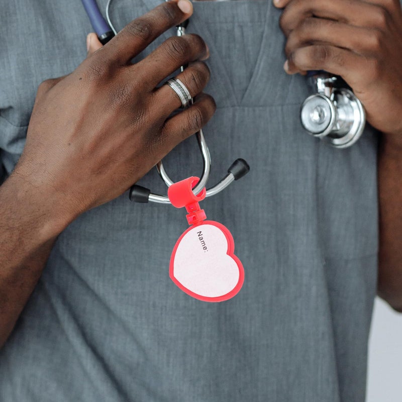 8 Pcs Reusable Red Heart Stethoscope Name Tags With Clip For Nurses Doctors - Image 5