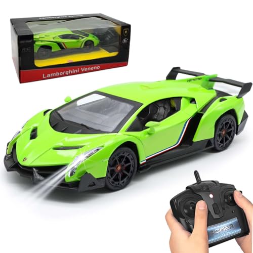 QUN XING Remote Control RC CAR Racing Cars Lambo Officially Licensed 124 Toy RC Cars Model Vehicle for Boys 5678 Years Old Green - Image 1