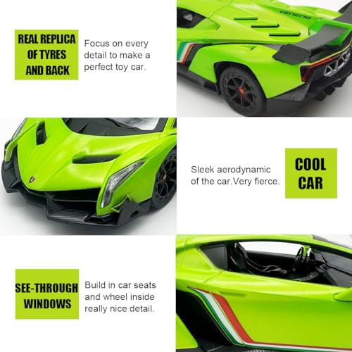 QUN XING Remote Control RC CAR Racing Cars Lambo Officially Licensed 124 Toy RC Cars Model Vehicle for Boys 5678 Years Old Green - Image 5