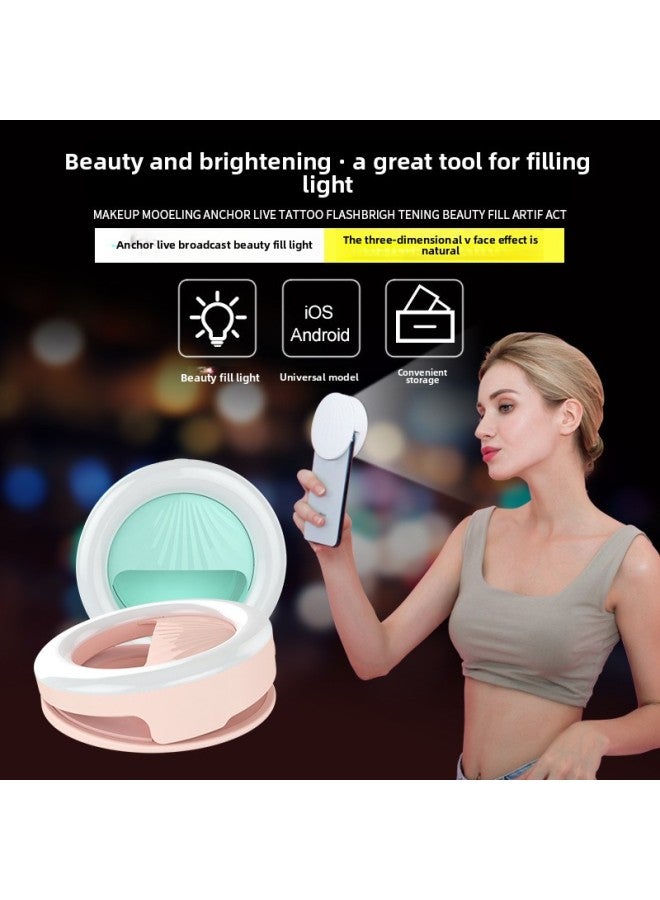 إسكدنيا LED Mobile Phone Fill Light Mobile Phone Beauty Fill Light Live Selfie Fill Light Round Fill Light Battery RK34S-Color:RK34S Dry Battery Powder - Image 4