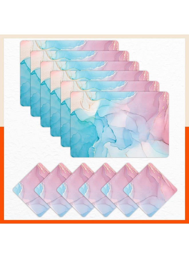 Bathla Table Mats - Set of 6-45cm x 30cm PVC Table Placemats & Coasters for Home Dining Table | Multipurpose, Heat-Resistant, Waterproof & Washable | Matworks (Candyland) - Image 1