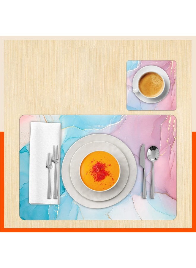Bathla Table Mats - Set of 6-45cm x 30cm PVC Table Placemats & Coasters for Home Dining Table | Multipurpose, Heat-Resistant, Waterproof & Washable | Matworks (Candyland) - Image 2