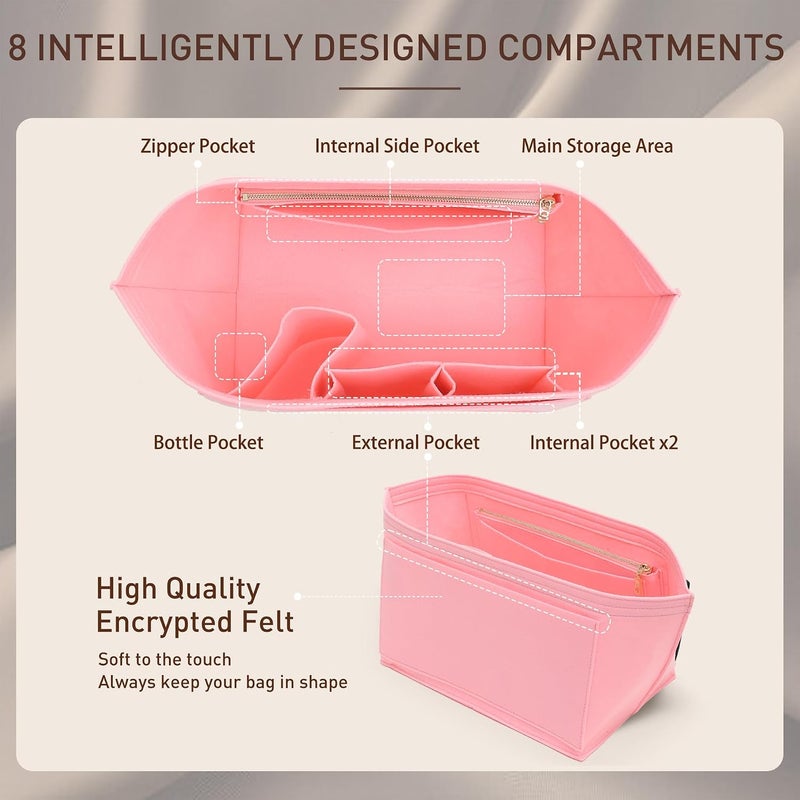 Doxo Purse Organizer Insert Compatible with Longchamp Tote Bag (Large,Pink) - Image 4
