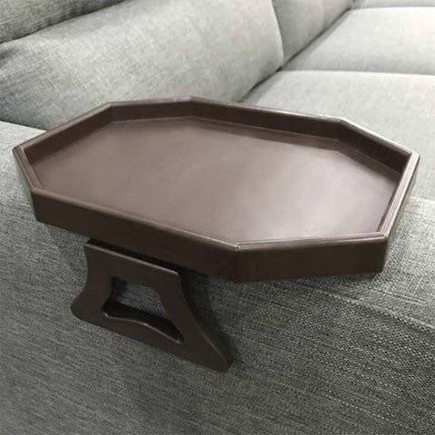 Xchouxer Sofa Arm Clip Table, Armrest Tray Table, Drinks/Remote Control/Snacks Holder … (Platic, Brown) - Image 1