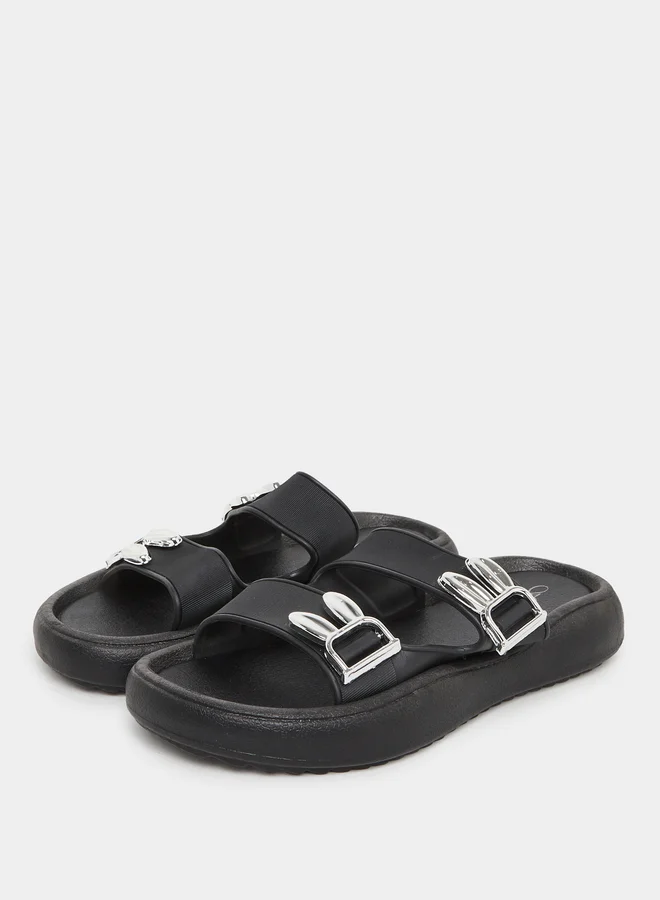 Take Two Take Two Double Buckle Detail Slip On Slippers
