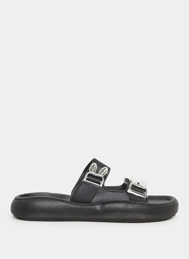Take Two Take Two Double Buckle Detail Slip On Slippers
