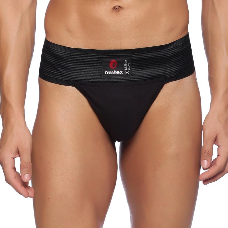 omtex Men's Athletic Tokyo Cotton Stretchable Supporter Back Covered with Cup Pocket, Ideal for Workout and Sports Quick Dry Moisture Wicking Underwear (Pack of 2), Black-Navy, Medium - Image 2