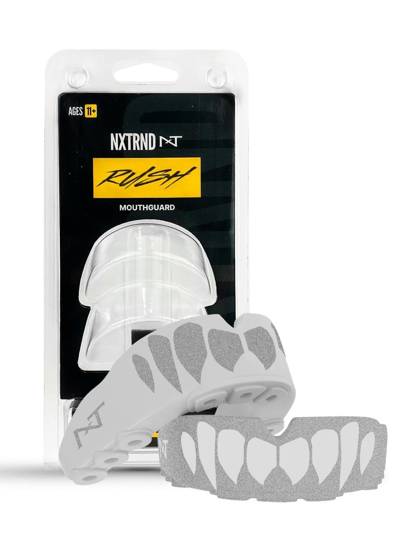 NXT NXTRND - 2 pack Nxtrnd rush mouth guard sports professional mouthguards for boxing jiu jitsu mma wrestling football lacrosse and all sports fits adults youth and Kids 11+ silver - Image 1