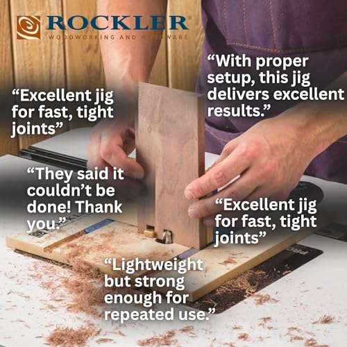 ROCKLER Router Table Box Joint Jig - Finger Joint Indexing Keys w/Three Finger Widths ¼”, ⅜” & ½” - Stable MDF Router Fence w/Low-Friction Melamine Coating - Knobs to Lock Platform w/ ¾” Miter Slot - Image 4