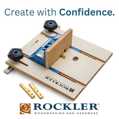 ROCKLER Router Table Box Joint Jig - Finger Joint Indexing Keys w/Three Finger Widths ¼”, ⅜” & ½” - Stable MDF Router Fence w/Low-Friction Melamine Coating - Knobs to Lock Platform w/ ¾” Miter Slot - Image 2