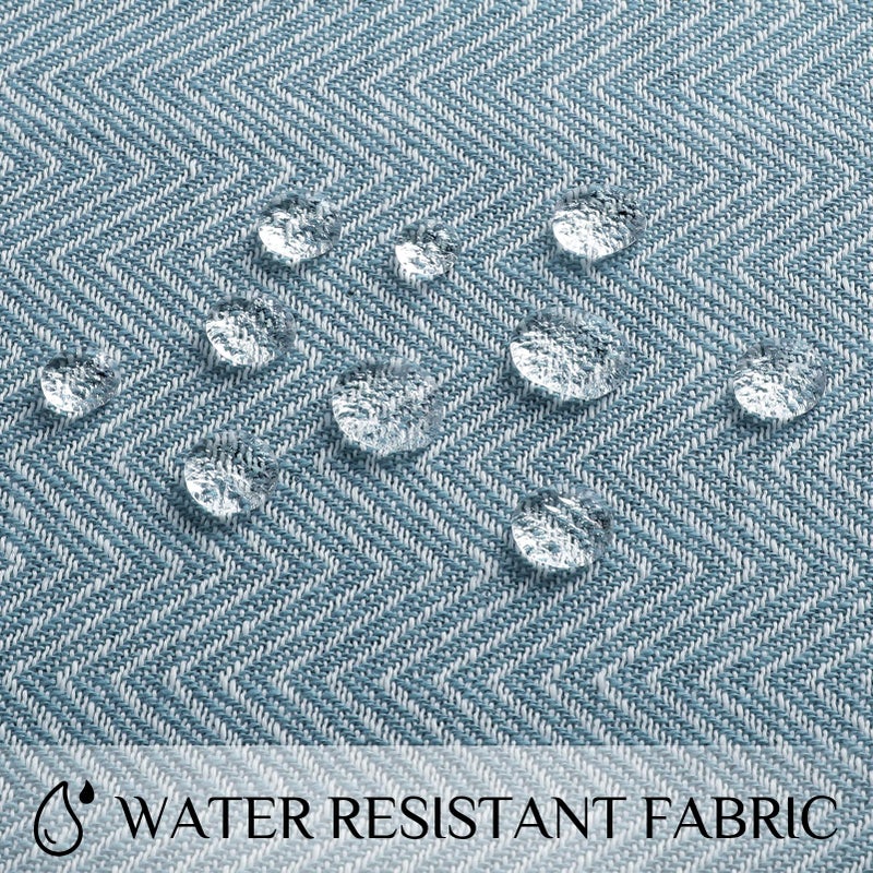 Softalker Linen Tablecloth Rectangle, Outdoor Waterproof Burlap Cotton Farmhouse Table Cloths with Tassel, Heavy Weight Wrinkle Free Table Cover for Dining, Party, Rustic - 55 x 70 Inch, Blue Stripe - Image 3