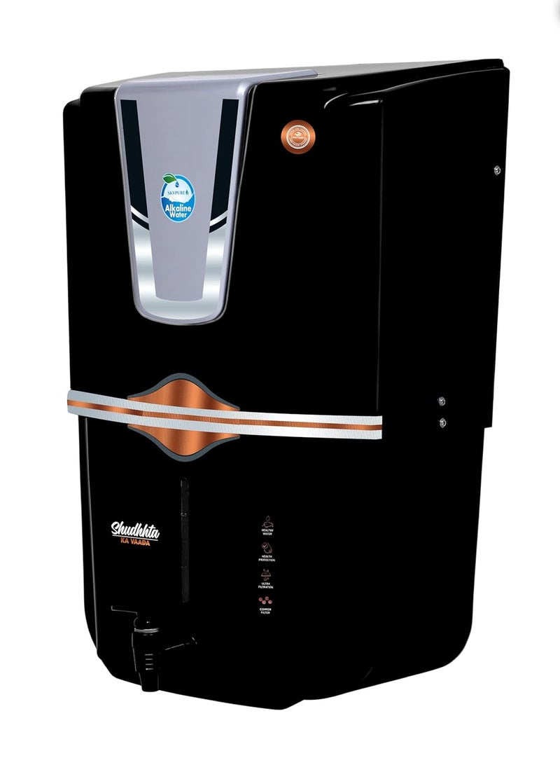 Skypure RO Water purifier with Aqua Copper Infuser and Bio Alkaline 12 Liter storage Tank RO UV Cu Alk UF TDS Suitable for all type of water Supply Black A89 Seltos Silver Copper Alkaline - Image 2