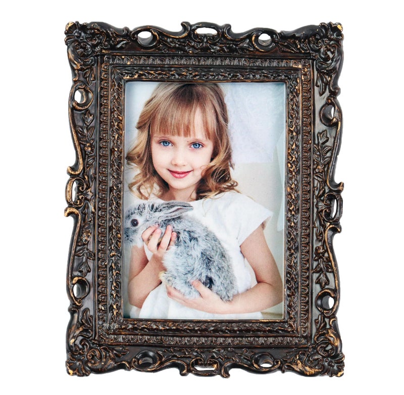 Hymmah 2.5 * 3.5inch Mini Wallet Picture Frame عتيقة إطار الصورة مزخرفة إطار راتنجات مصنوعة يدويًا مع معرض الصور اللوحي والجدار - Image 1